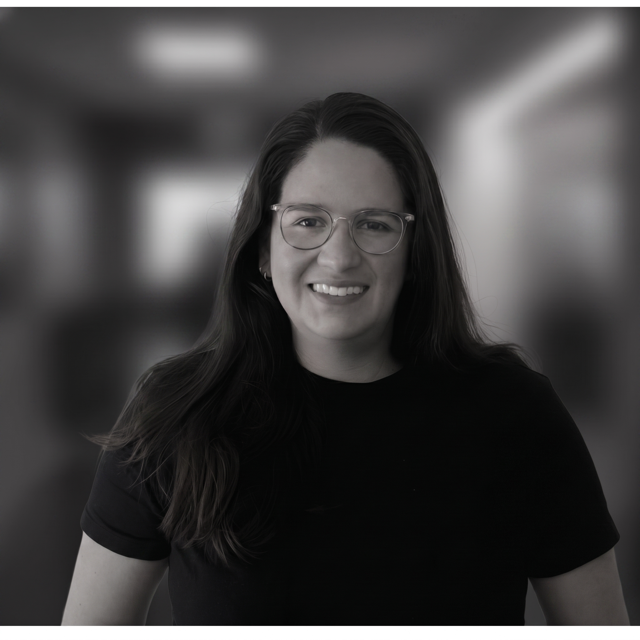 Emilia Burbano portrait, black and white